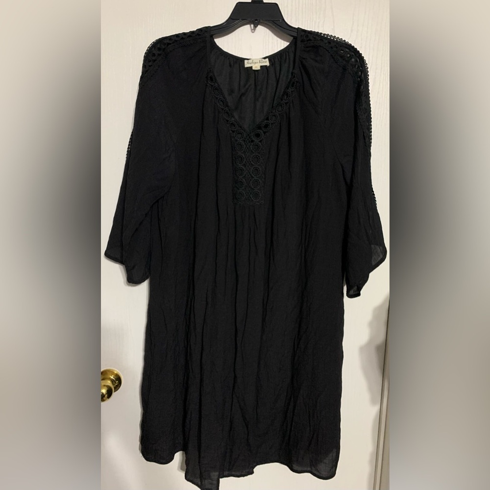 Indigo Rose Black Crochet Trim Dress